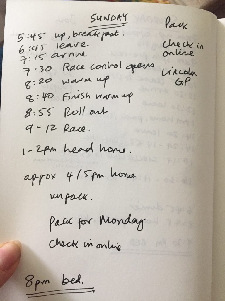 A plan for race day