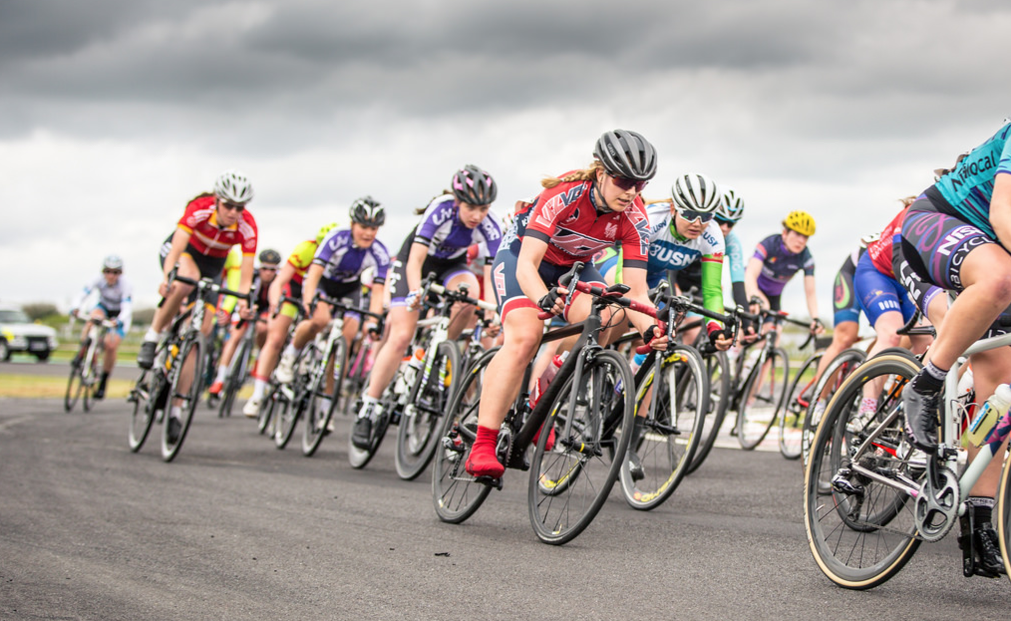 Hannah Nicklin in the bunch at the Castle Coombe Easter Classic